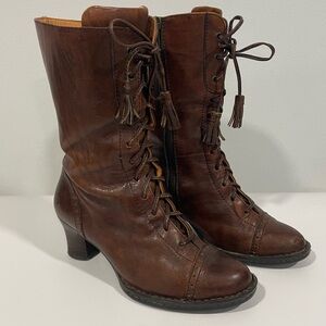 Born Brown Victorian Lace Up Steampunk Boots Size 6 36.5